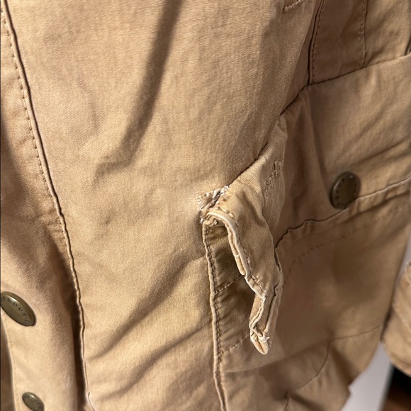 Barbour Weathered Canvas Jacket Mens M Field Military Khaki Zip Button Coat - Picture 5 of 10